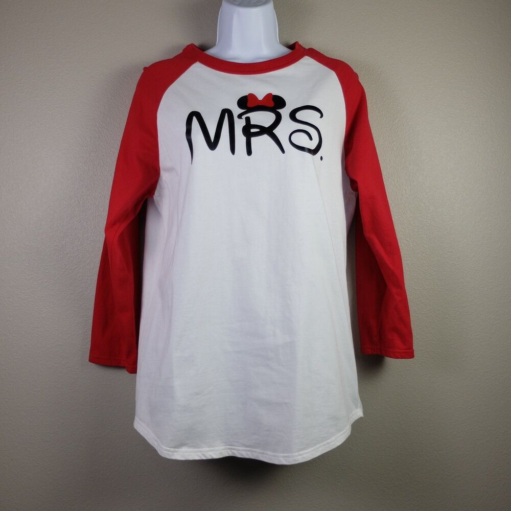 Sport Tek White Red Disney MRS Long Sleeve Top Size Small